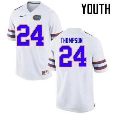 Youth Florida Gators #24 Mark Thompson NCAA Nike White Authentic Stitched College Football Jersey PTJ1262FD